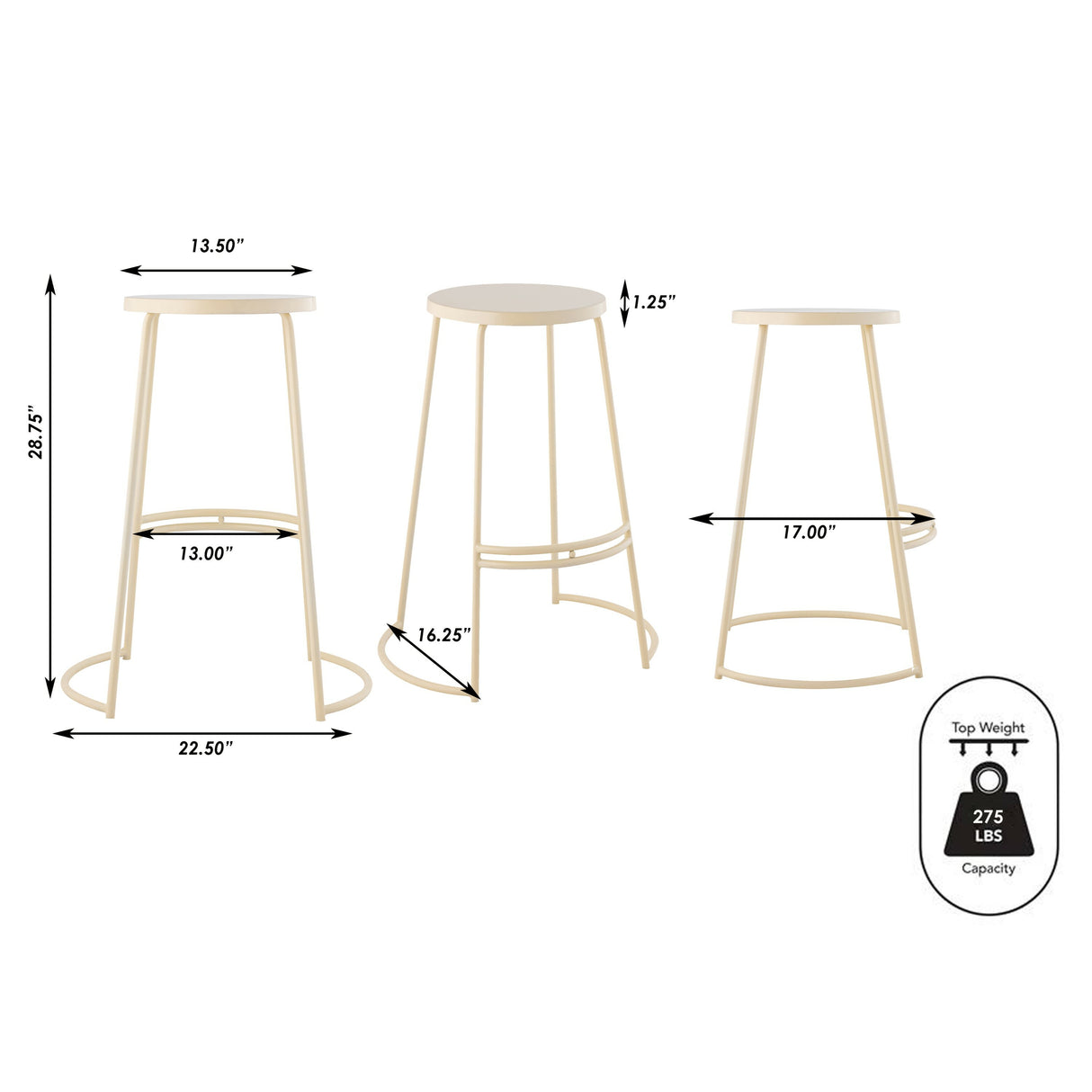 Hula Modern Designer Iron Curved Backless Bar Stool