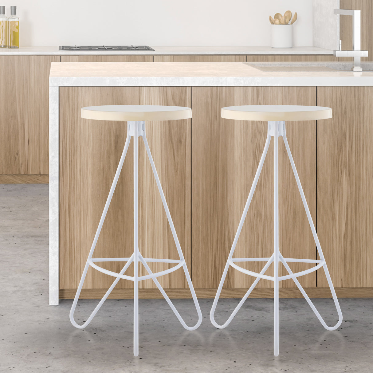 Trinity Modern Industiral Iron Tripod Backless Bar Stool