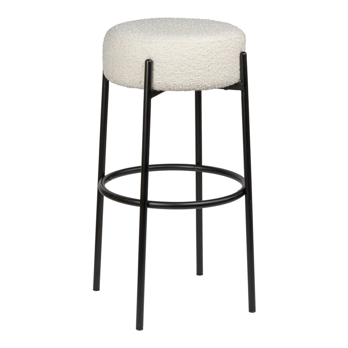 Paola Modern Minimalist Round Backless Metal/Bouclé Cushioned Bar Stool
