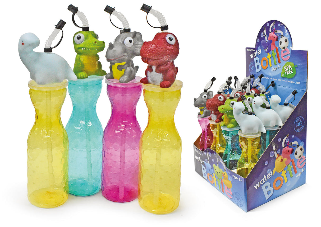 2-Pack Kids Water Bottles with Straw and Cap Designs