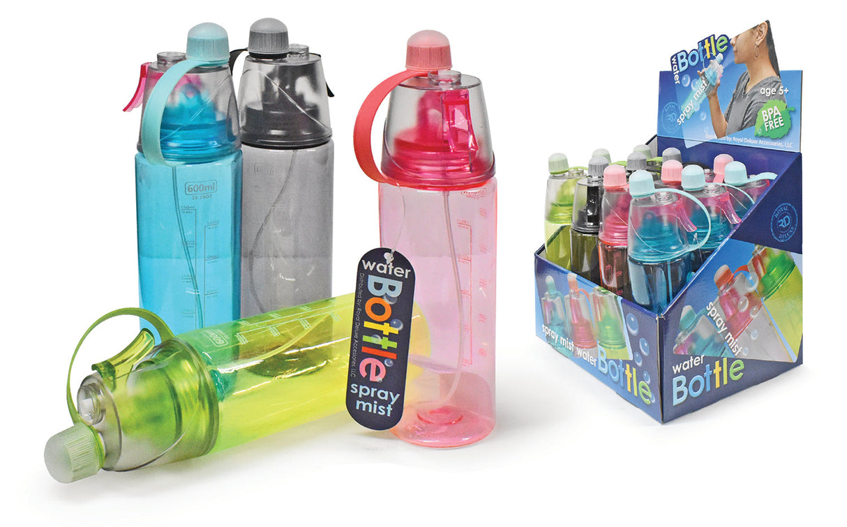 2-Pack Hydration Water Bottle with Spray Mist 600ML