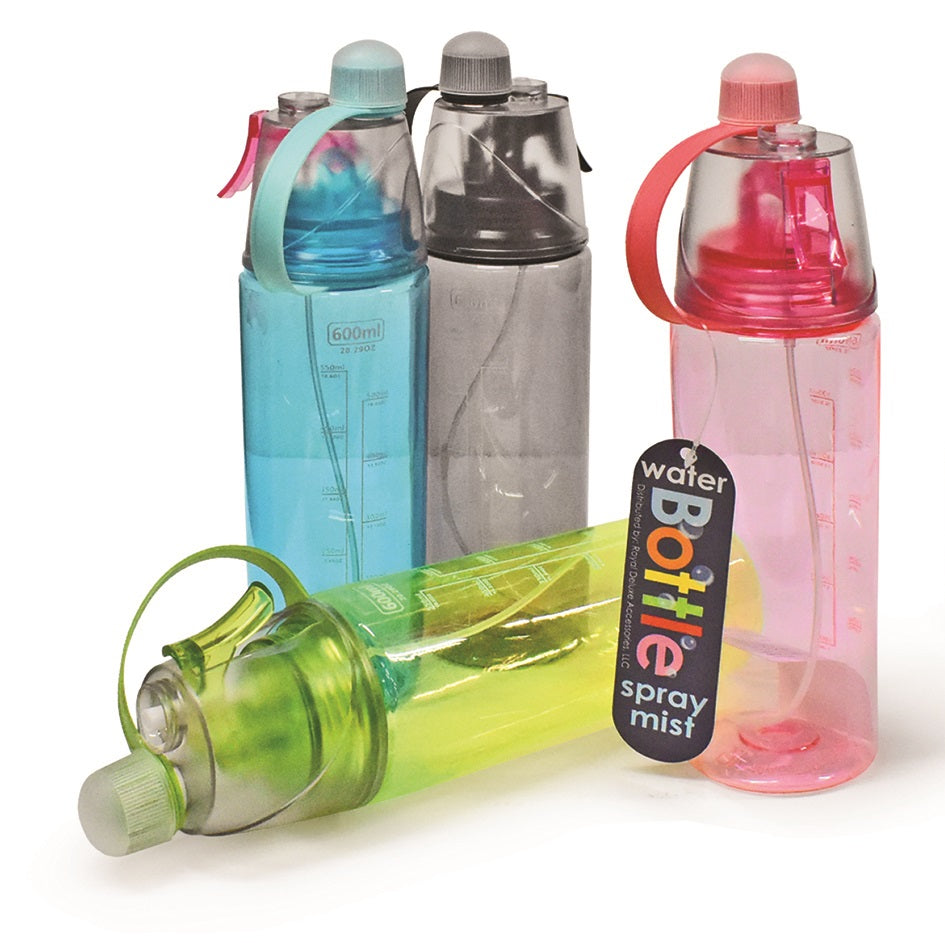 2-Pack Hydration Water Bottle with Spray Mist 600ML