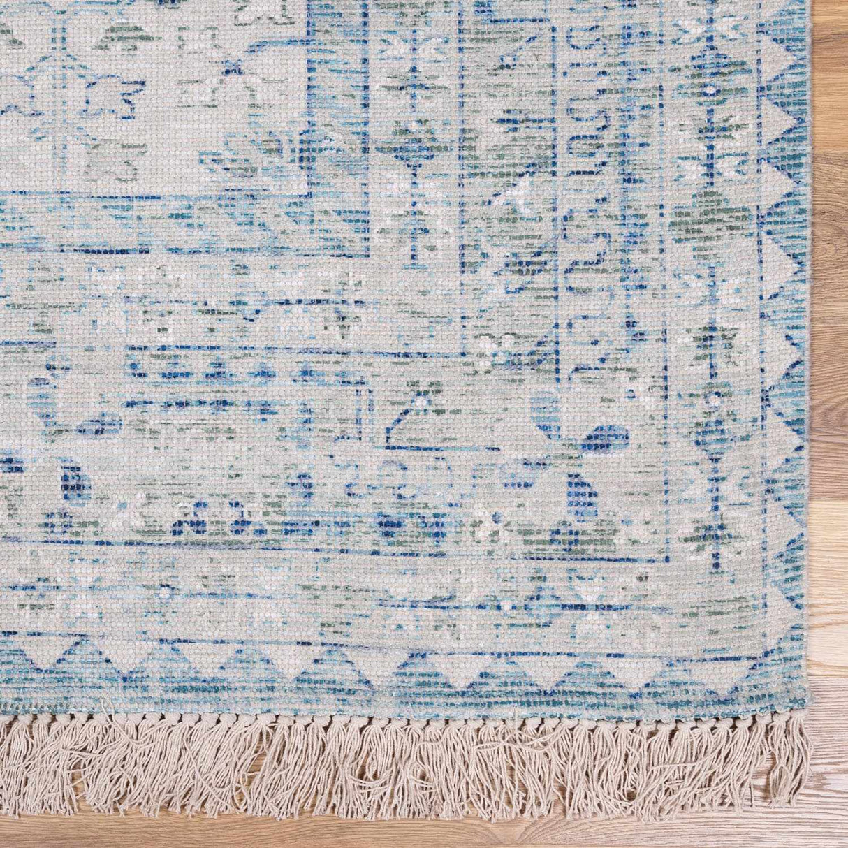 Byers Handmade Cotton-blend Aqua Rug