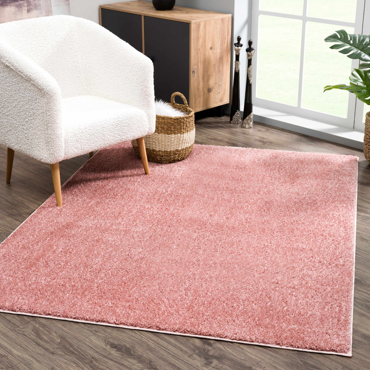 Judy Pink Plush Washable Area Rug - Clearance