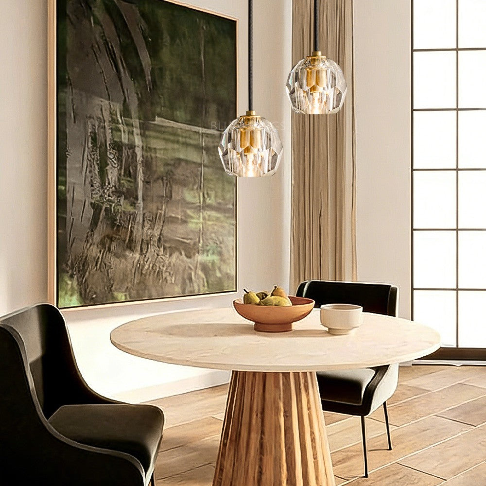 Crystal Globe Pendant Light G9 Brass Mini Ceiling Hanging Lamp