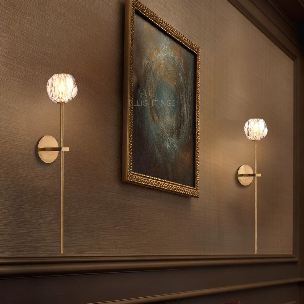 Luxury Crystal Wall Sconce Brass Bedroom Vanity Light