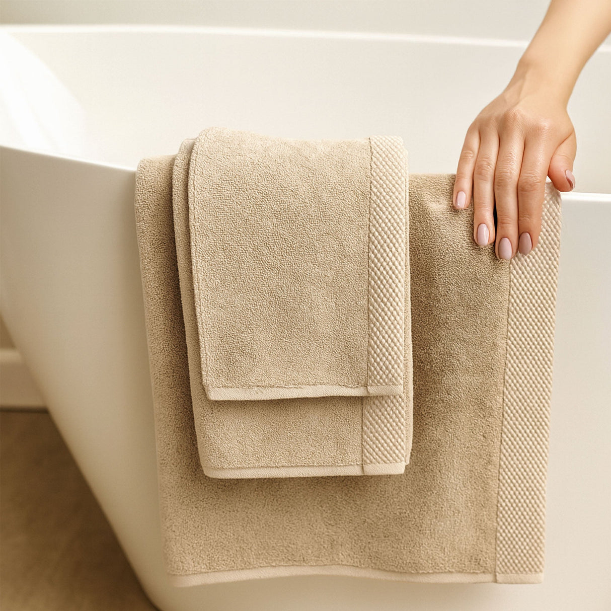 Bamboo Cotton Towel Set - Viscose from Bamboo + Cotton - 3pc - Champagne by BedVoyage