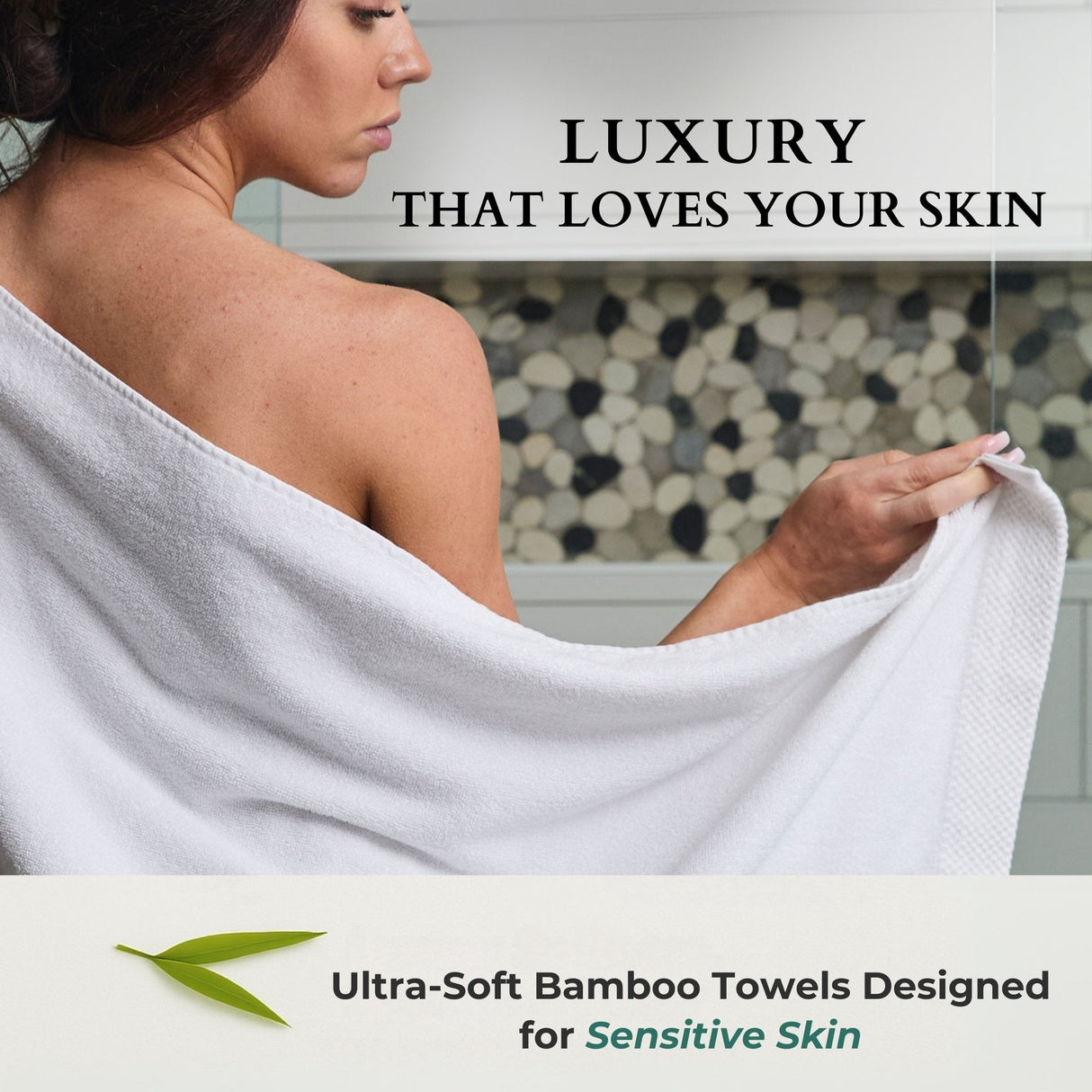 Bamboo Cotton Towel Set - Viscose from Bamboo + Cotton - 3pc - White