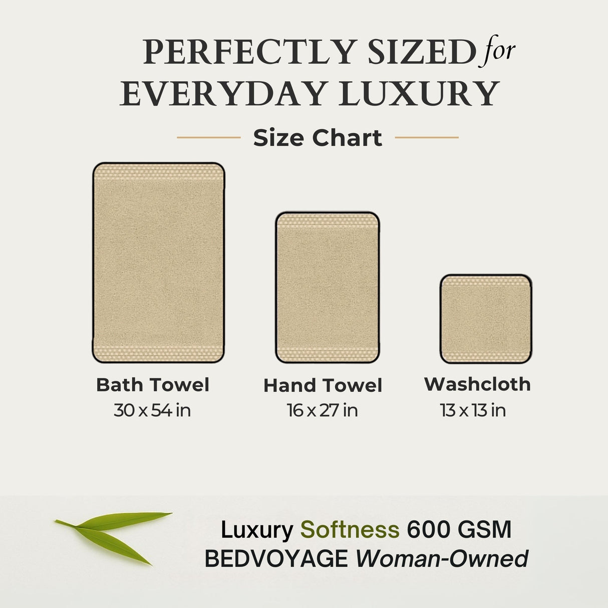 Bamboo Cotton Towel Set - Viscose from Bamboo + Cotton - 8pc - Champagne