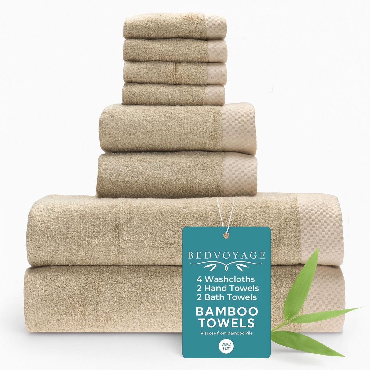 Bamboo Cotton Towel Set - Viscose from Bamboo + Cotton - 8pc - Champagne