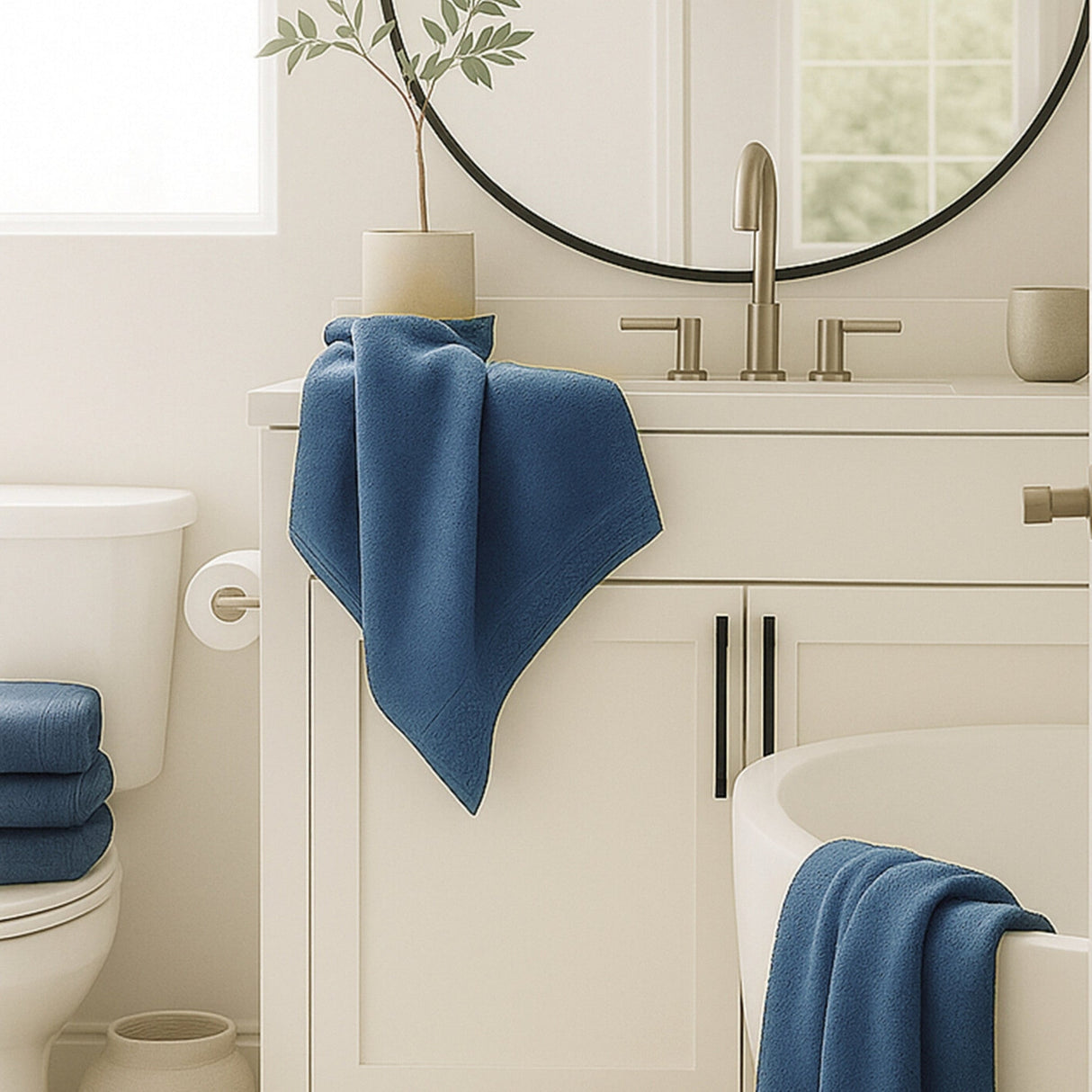 Bamboo Cotton Bath Towel - Viscose from Bamboo + Cotton - Indigo