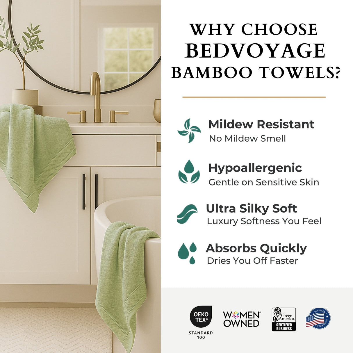 Bamboo Cotton Bath Towel - Viscose from Bamboo + Cotton - Sage