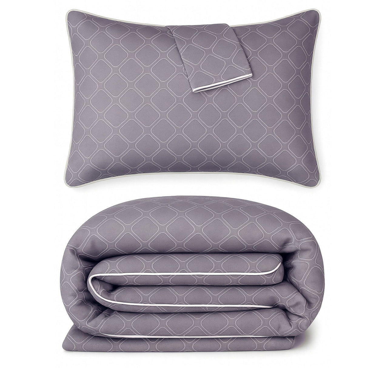Bamboo Duvet Cover Set - 100% Viscose from Bamboo - 3pc - Platinum Geo