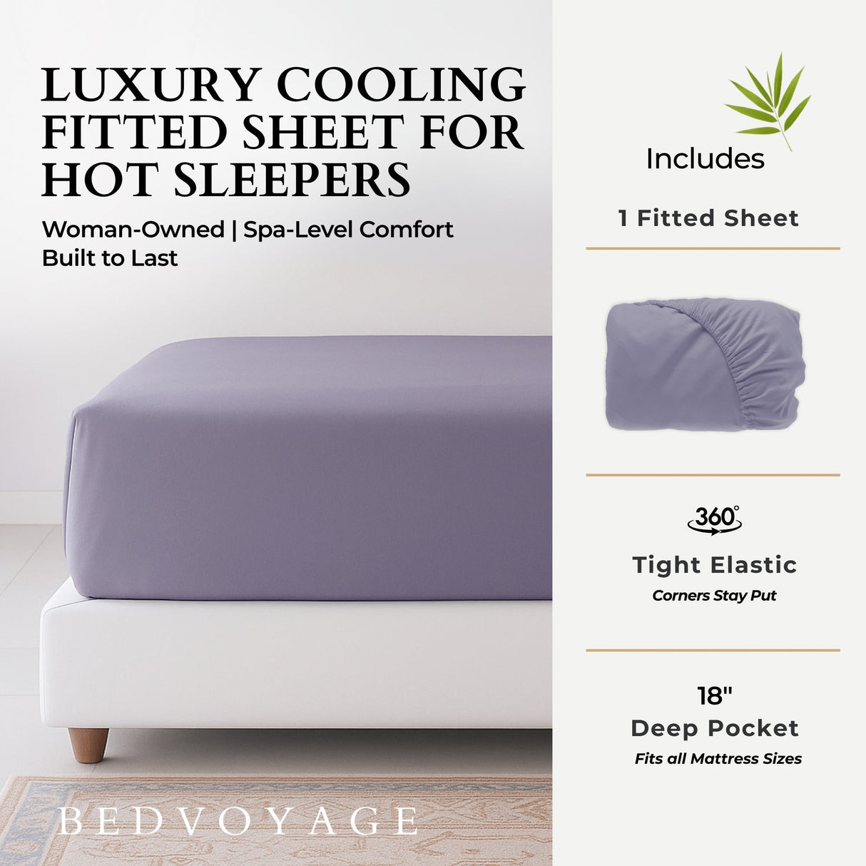 Bamboo Fitted Sheet - 100% Viscose from Bamboo - Platinum by BedVoyage