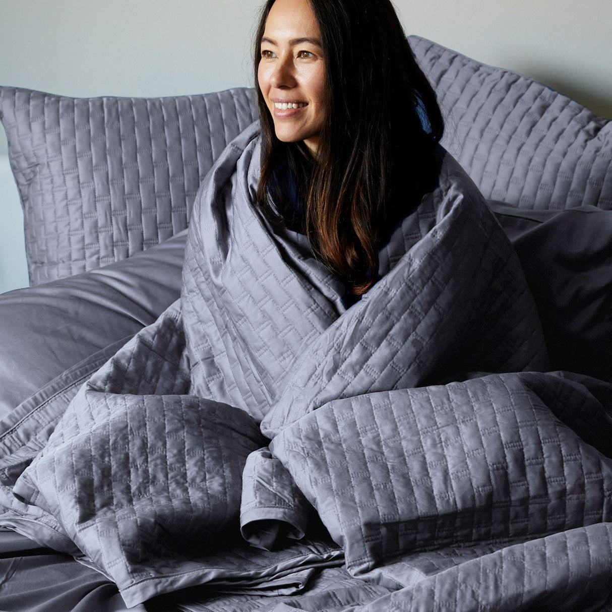 Bamboo Quilted Coverlet - 100% Viscose from Bamboo - Platinum by BedVoyage