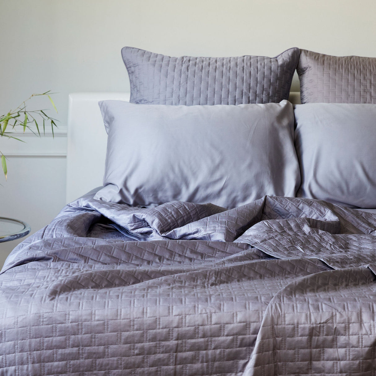 Bamboo Quilted Sham - 100% Viscose from Bamboo - 1pc - Euro - Platinum