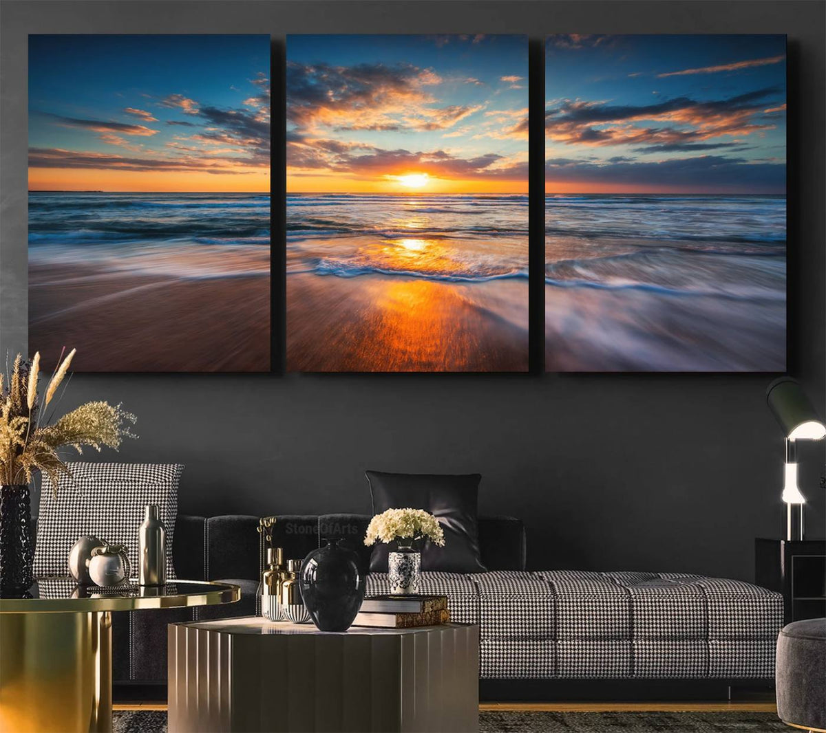 Beautiful Sunset over the Horizon Beach Canvas Wall Art