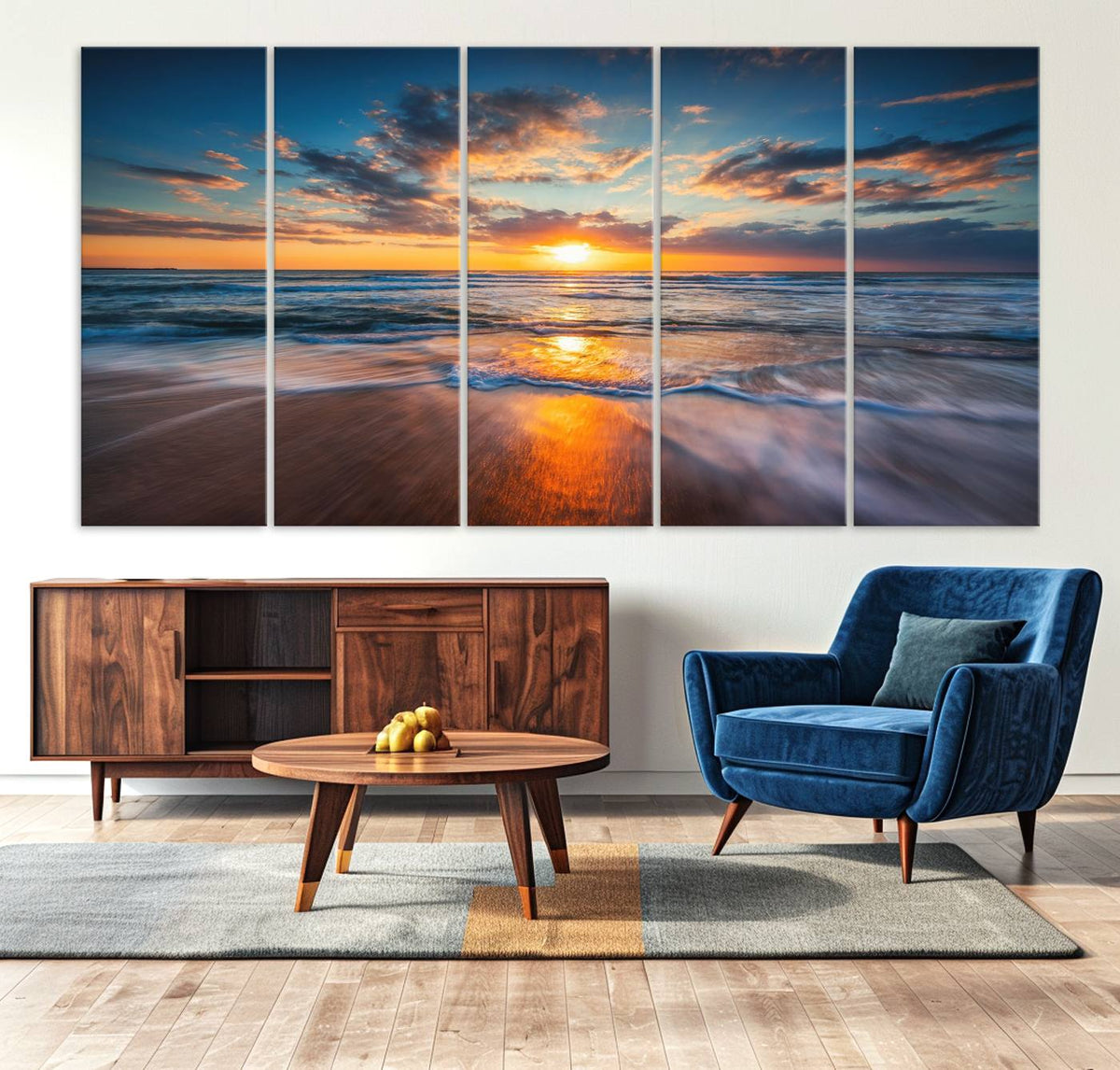 Beautiful Sunset over the Horizon Beach Canvas Wall Art