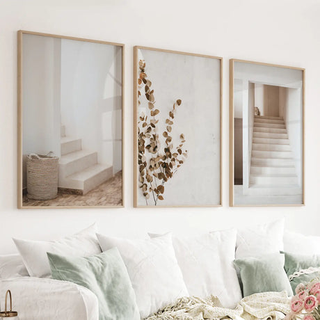 3-Piece-Boho-Architectural-Wall-Art.-Eucalyptus,-Stairway-Wall-Art-Set