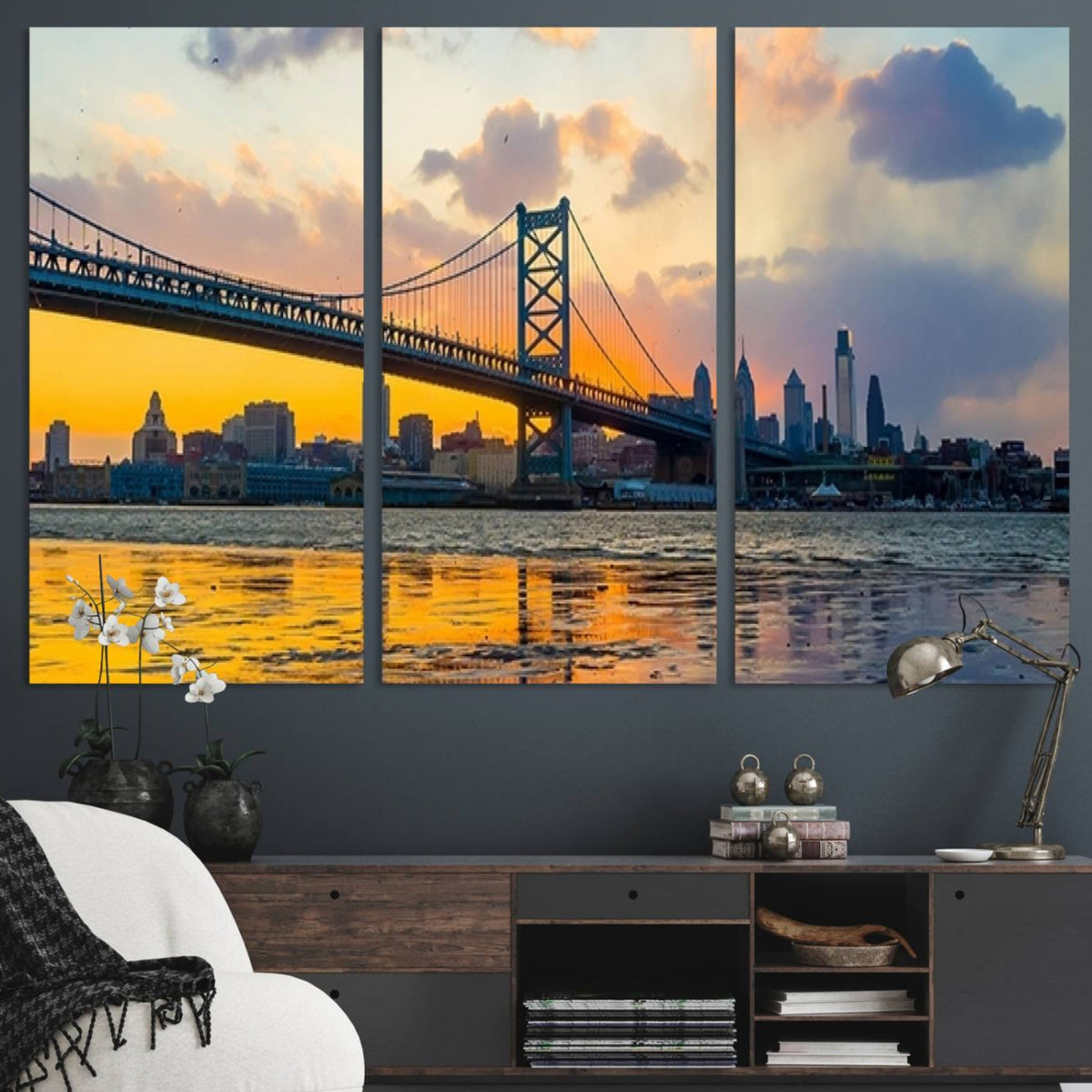 Ben Franklin Bridge Wall Art Print – Philadelphia Skyline