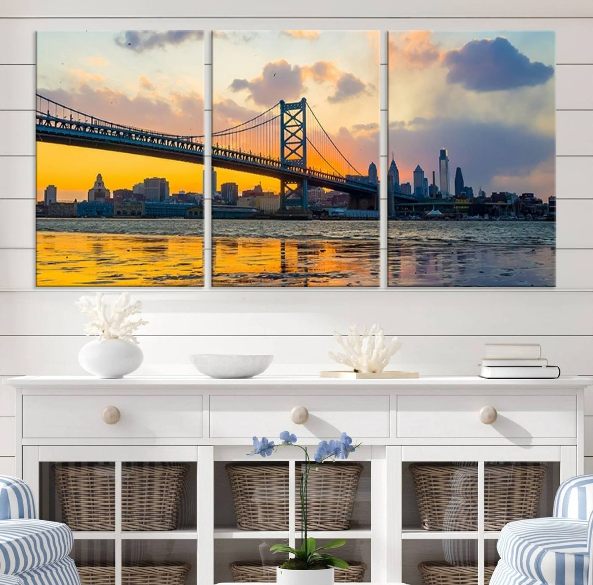 Ben Franklin Bridge Wall Art Print – Philadelphia Skyline