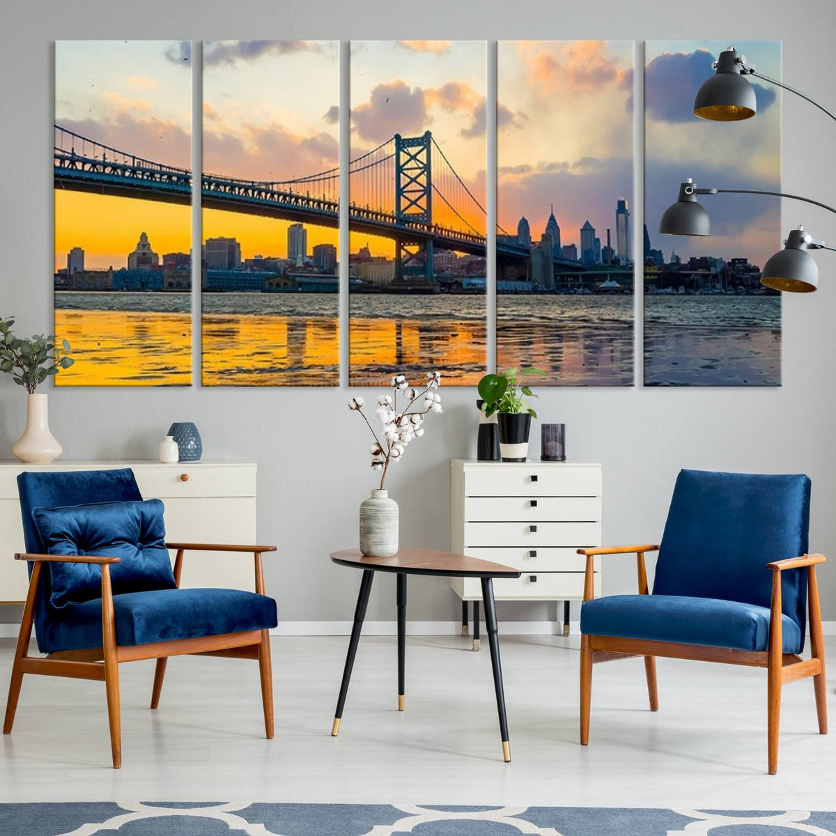 Ben Franklin Bridge Wall Art Print – Philadelphia Skyline
