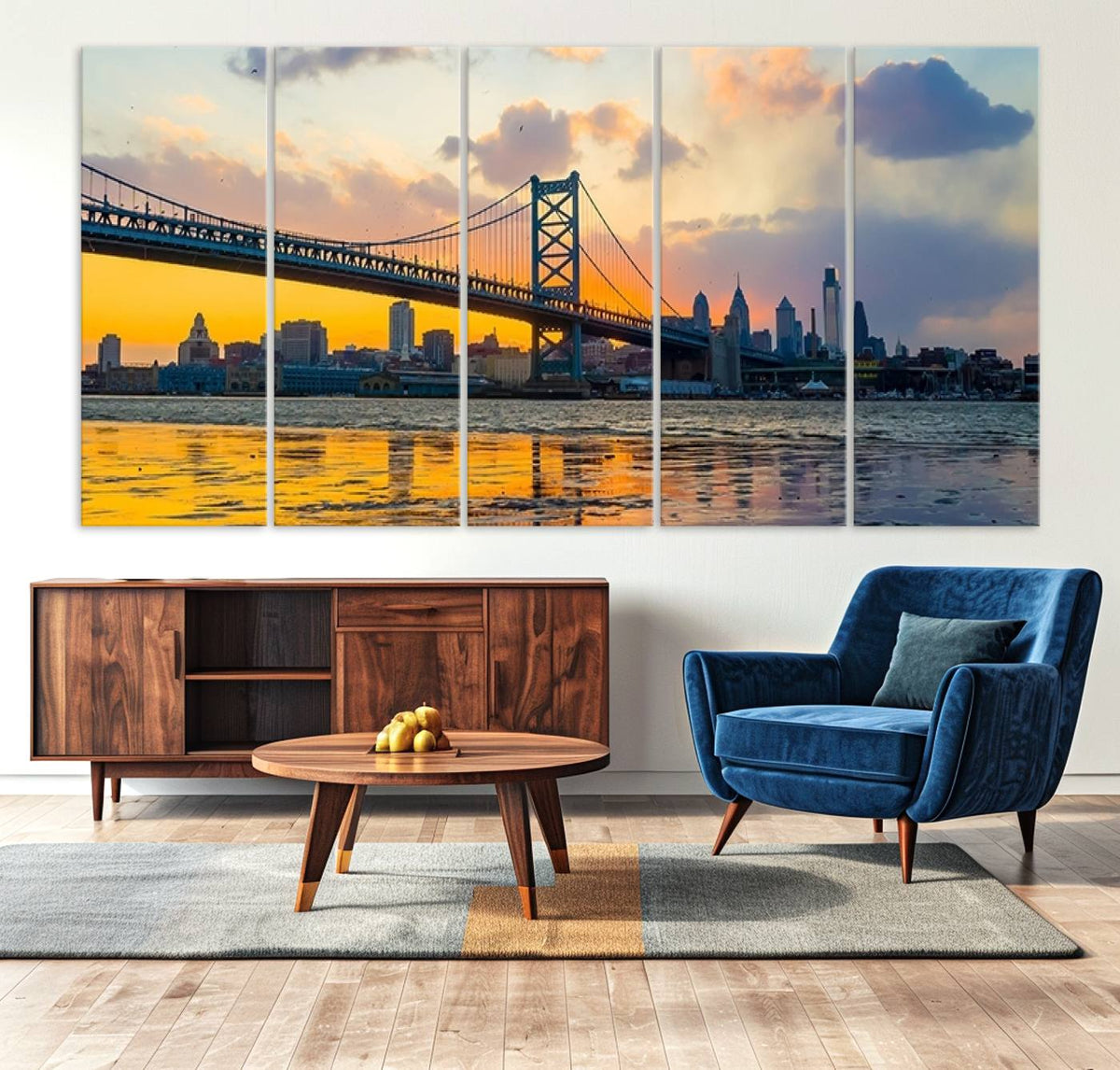 Ben Franklin Bridge Wall Art Print – Philadelphia Skyline