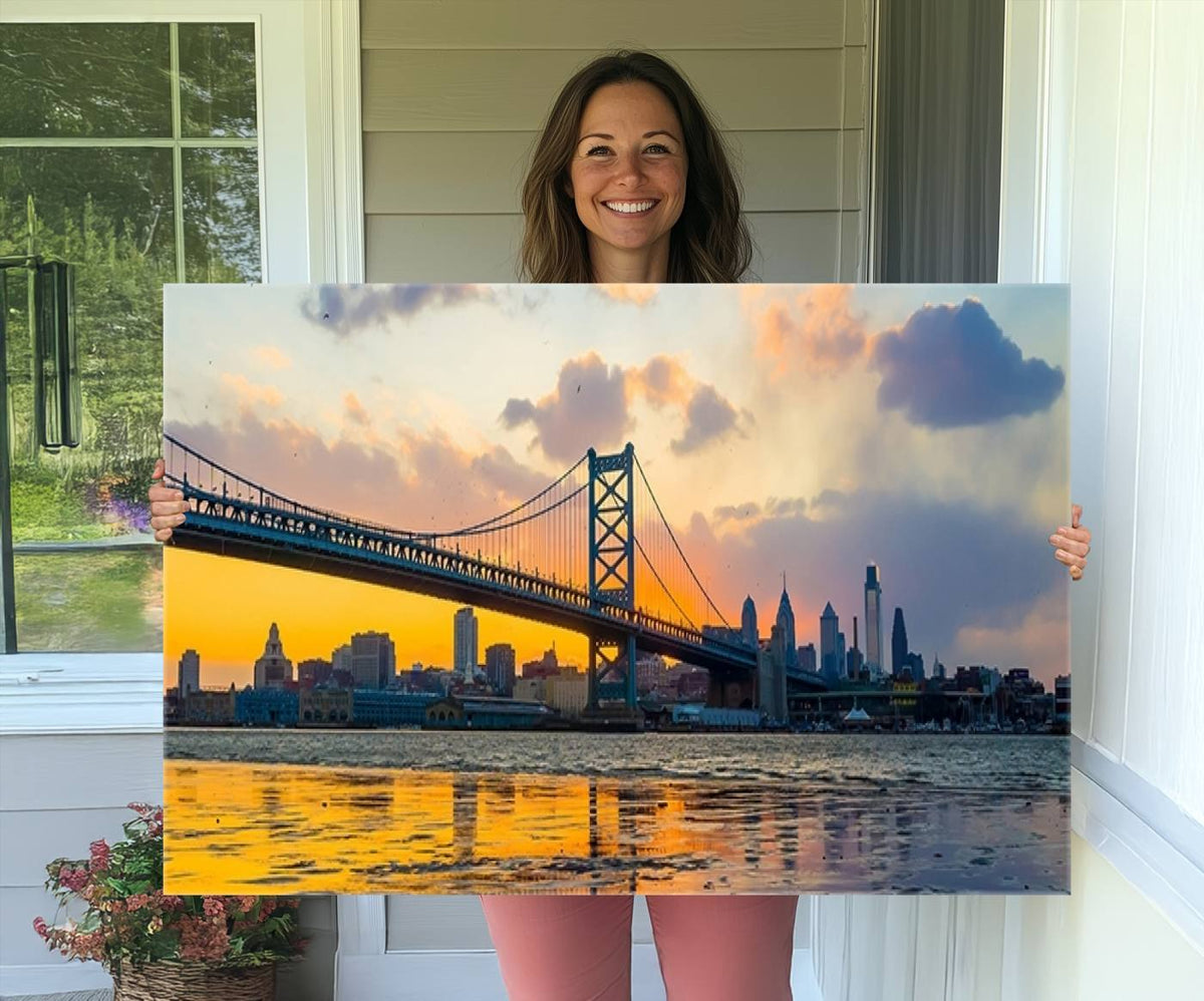 Ben Franklin Bridge Wall Art Print – Philadelphia Skyline