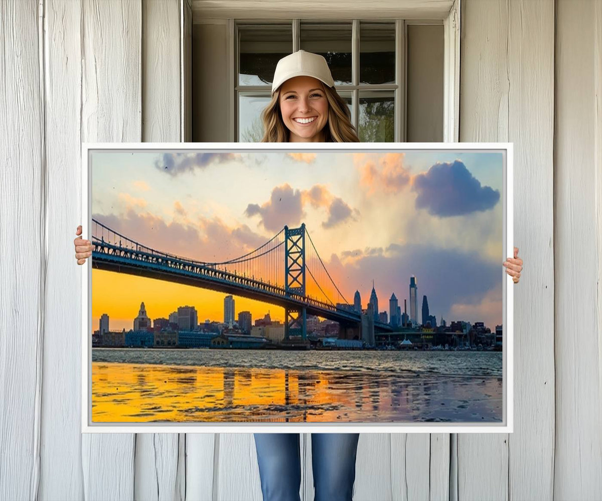 Ben Franklin Bridge Wall Art Print – Philadelphia Skyline