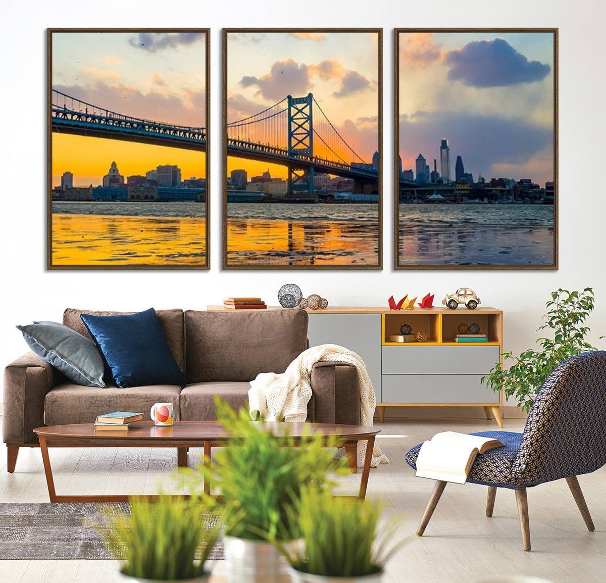 Ben Franklin Bridge Wall Art Print – Philadelphia Skyline