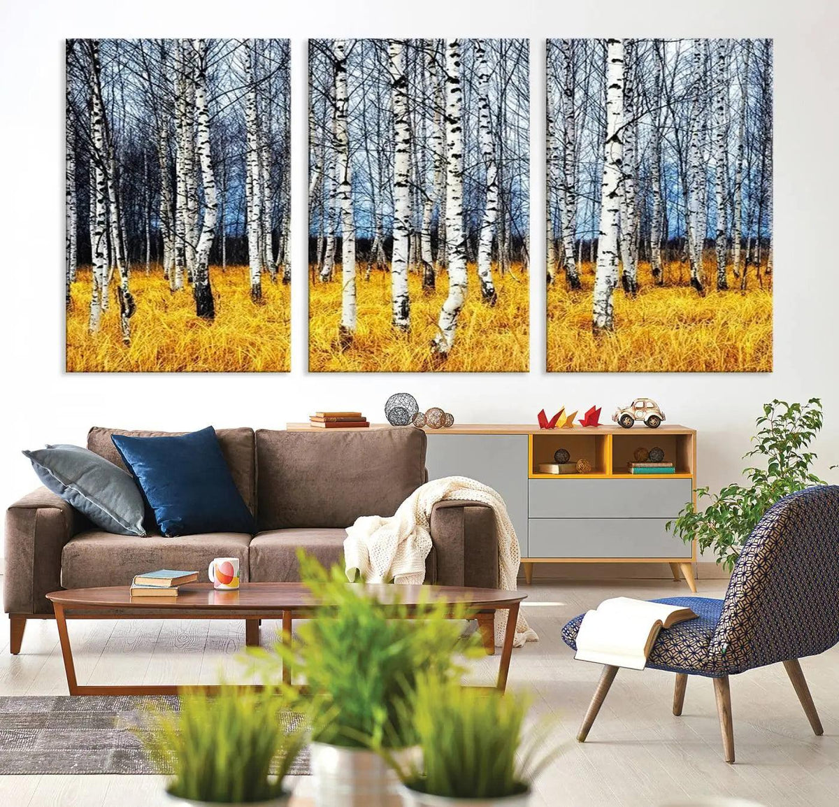 Birch Trees Wall Art Print, Wall Art Landscape Canvas Print
