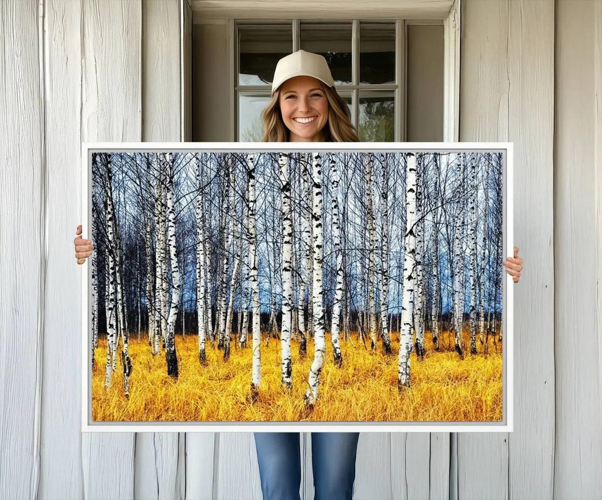 Birch Trees Wall Art Print, Wall Art Landscape Canvas Print