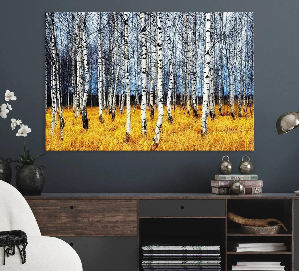 Birch Trees Wall Art Print, Wall Art Landscape Canvas Print