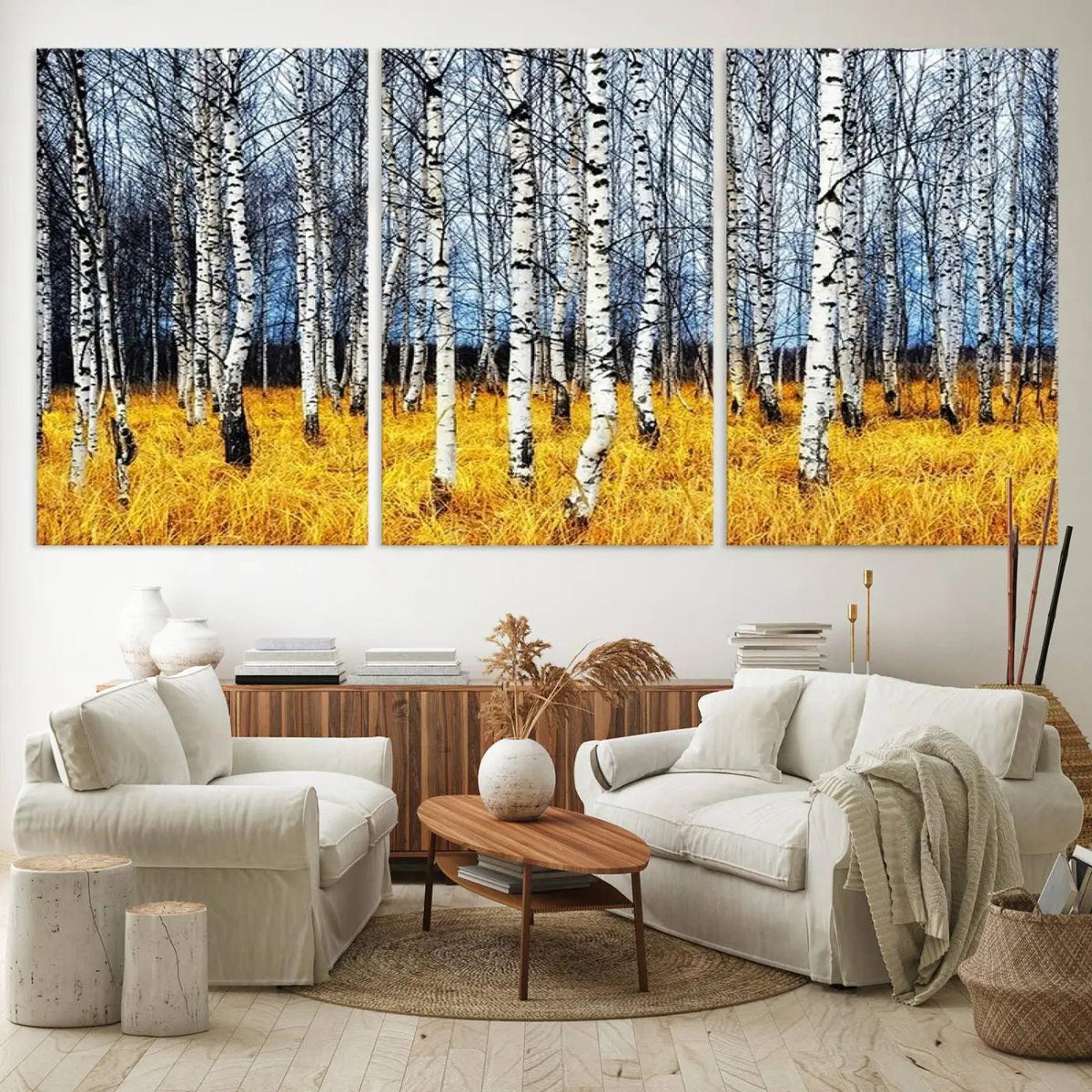 Birch Trees Wall Art Print, Wall Art Landscape Canvas Print