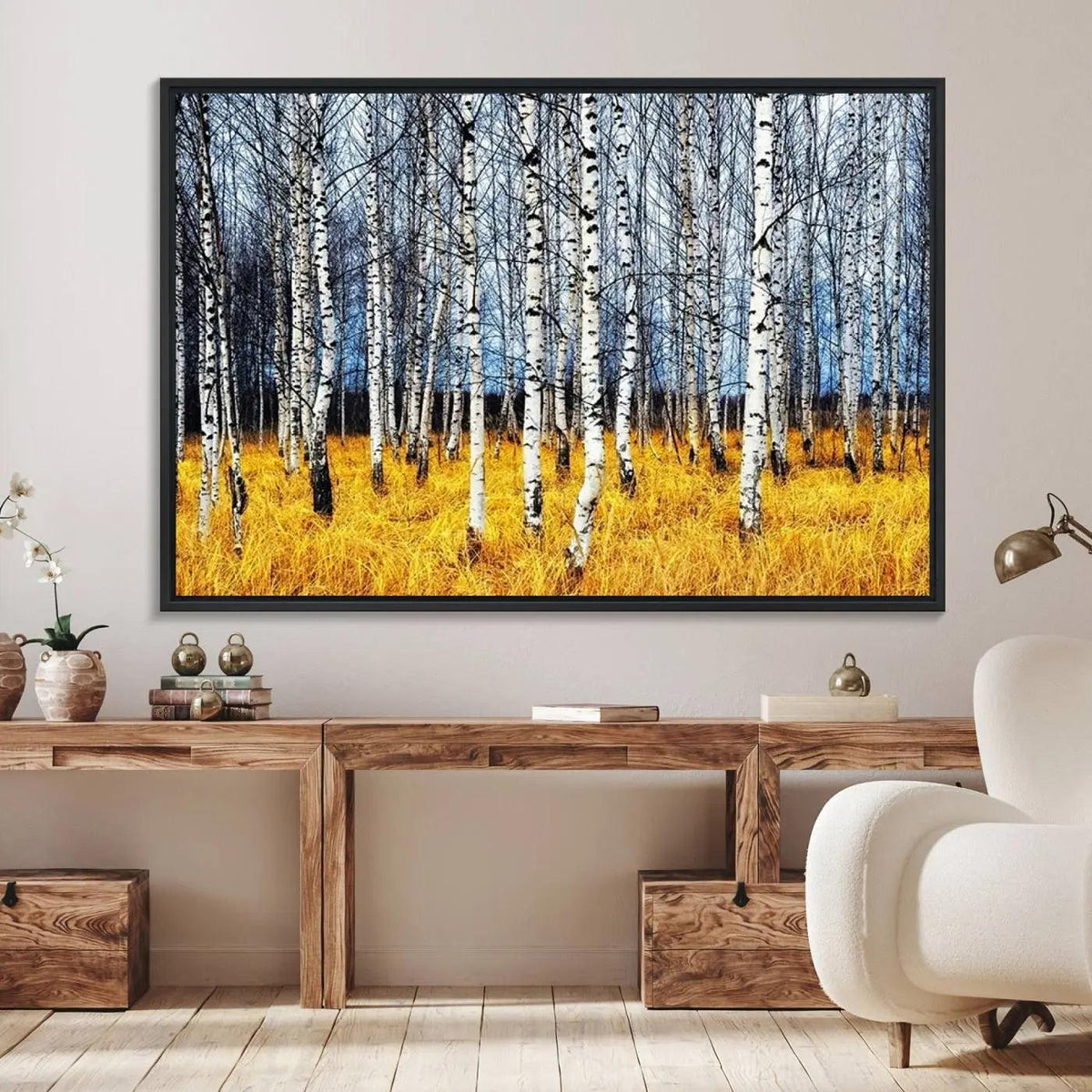 Birch Trees Wall Art Print, Wall Art Landscape Canvas Print