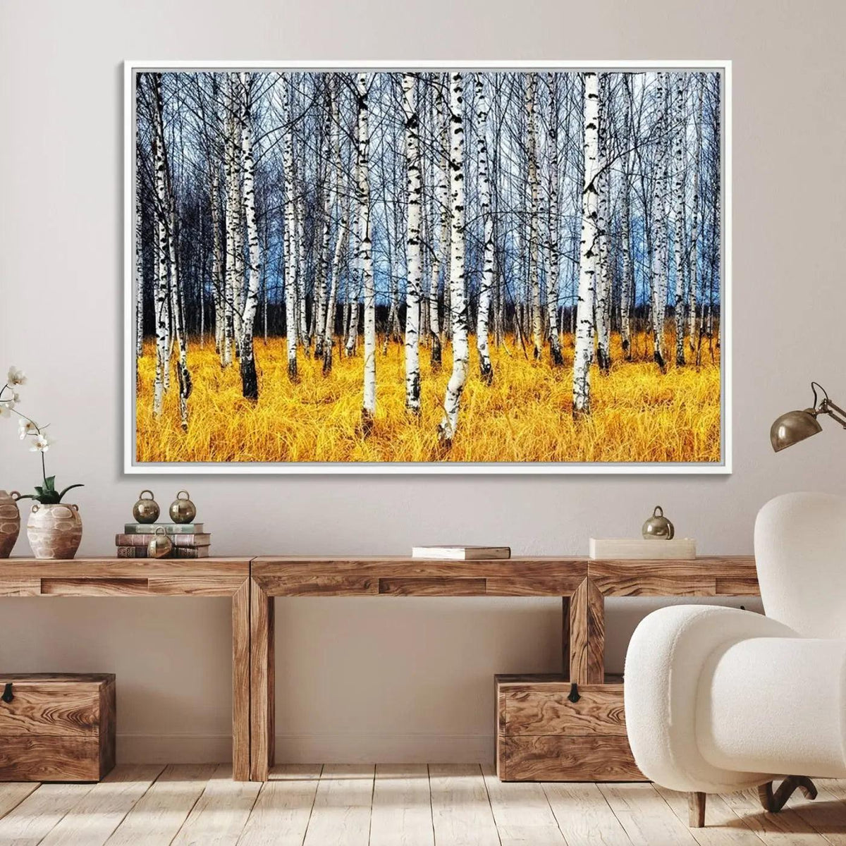 Birch Trees Wall Art Print, Wall Art Landscape Canvas Print