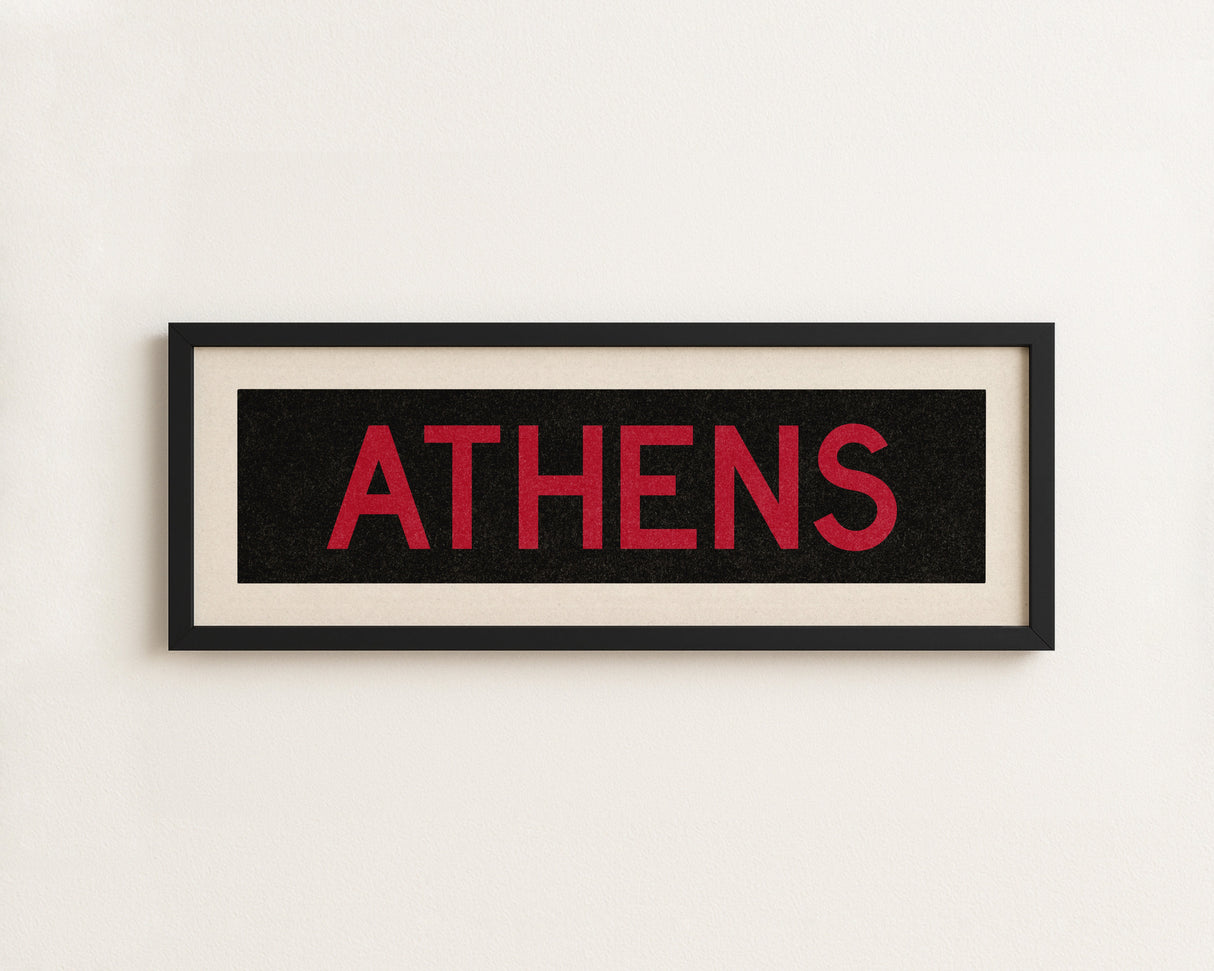 Framed Athens Red and Black Bus Scroll