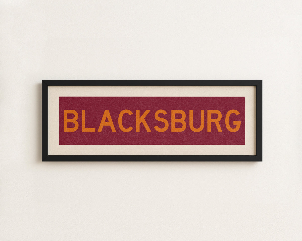 Framed Blacksburg Maroon Bus Scroll