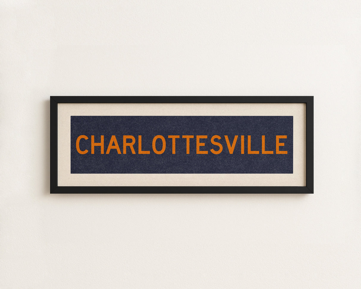 Framed Charlottesville Blue Bus Scroll