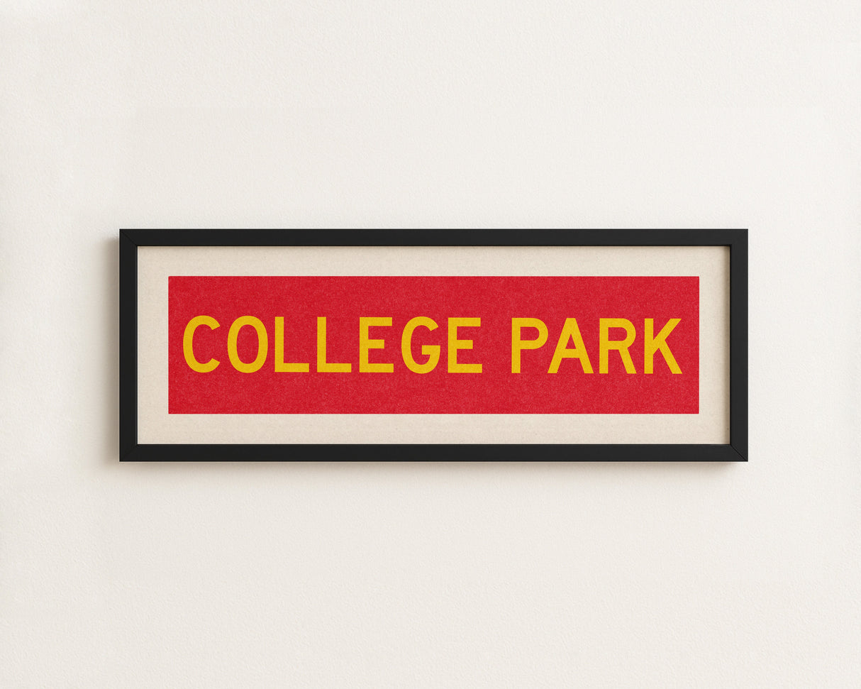 Framed College Park Red and Gold Bus Scroll