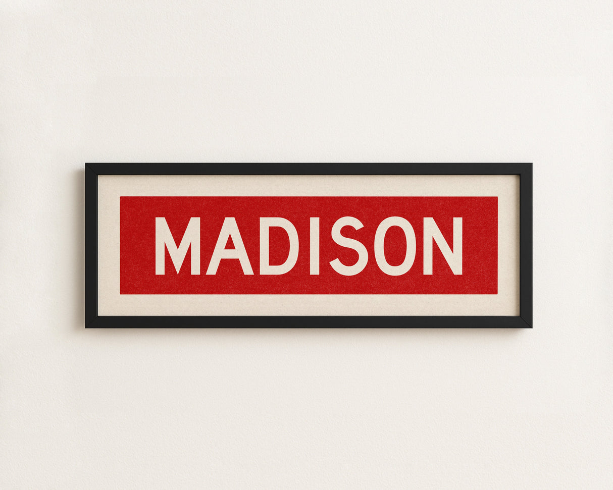 Framed Madison Red Bus Scroll