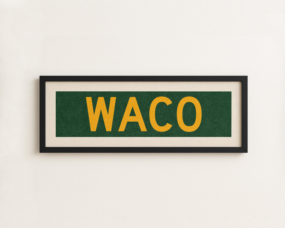 Framed Waco Green Bus Scroll