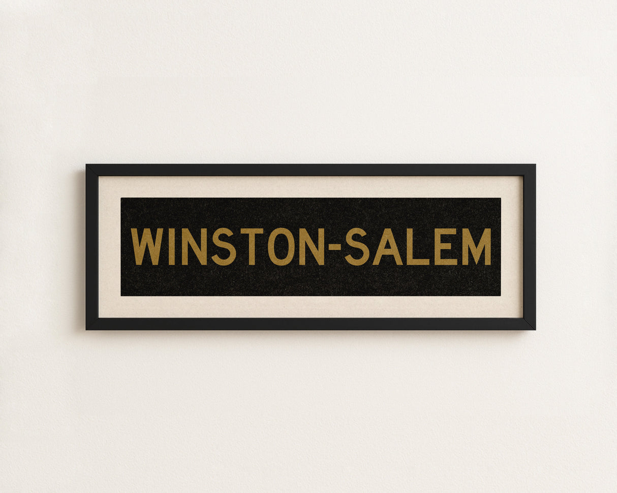 Framed Winston Salem Black & Gold Bus Scroll