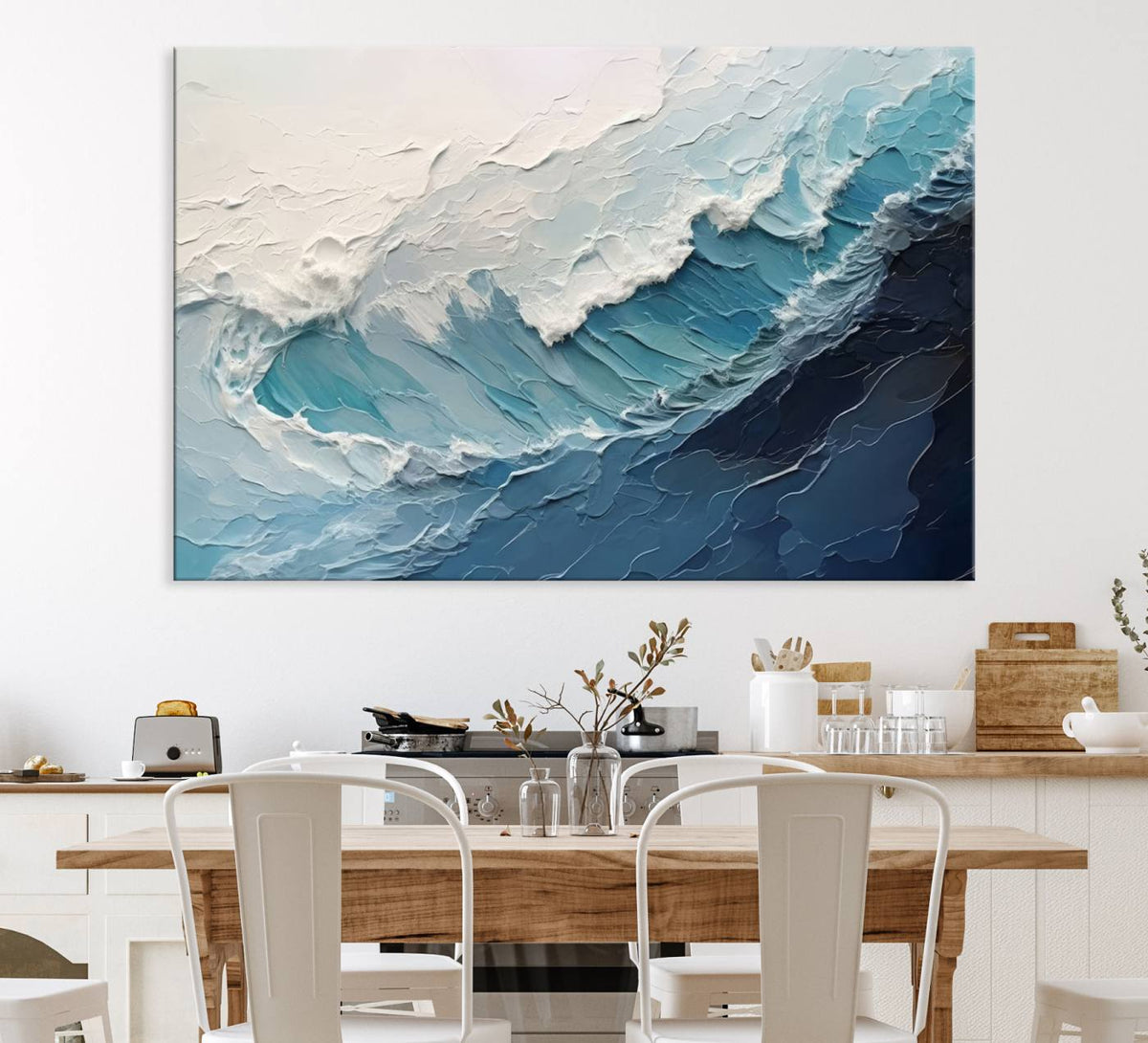 Blue Abstract Wave Ocean Wall Art Canvas Print – Modern