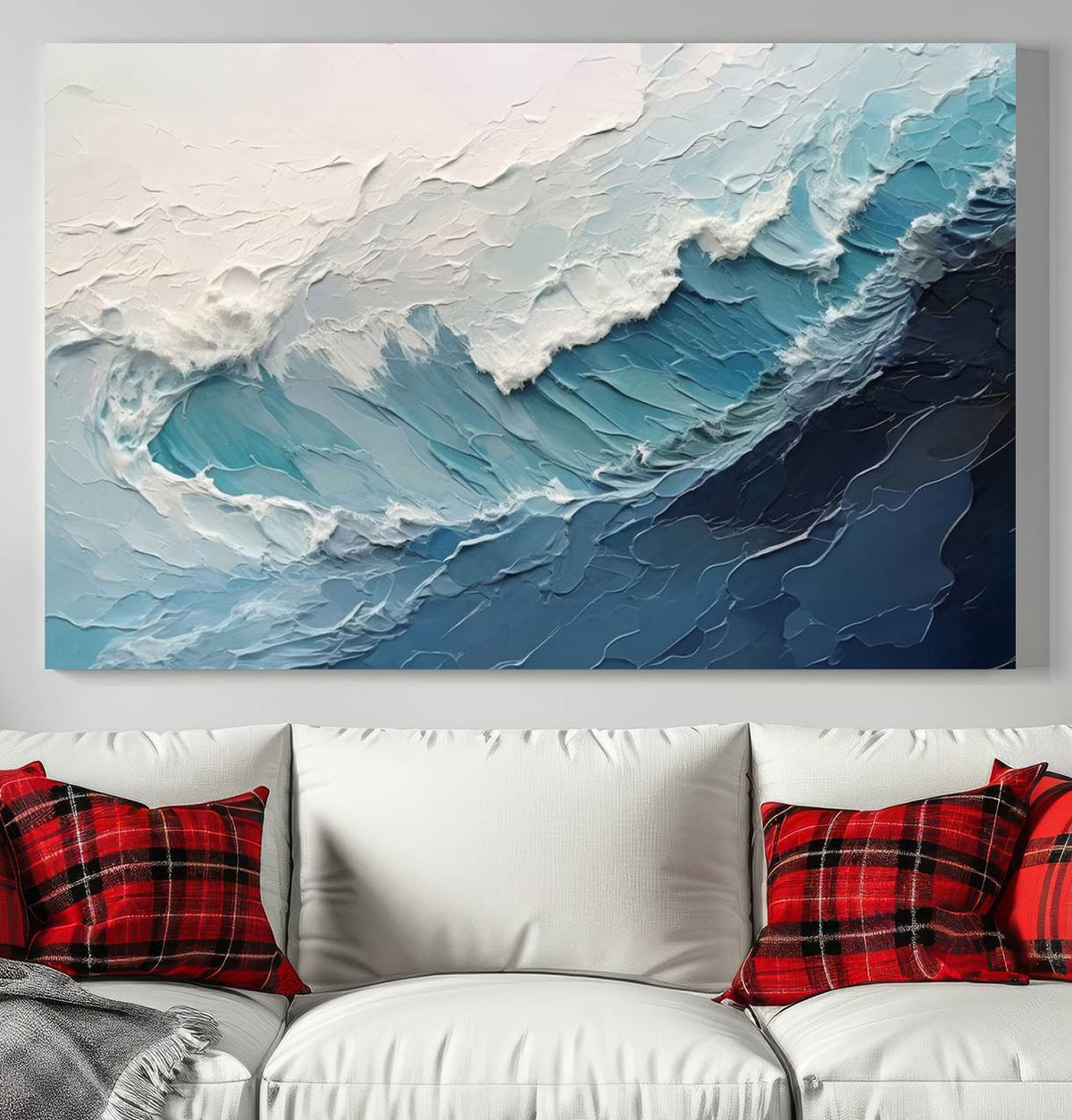 Blue Abstract Wave Ocean Wall Art Canvas Print – Modern
