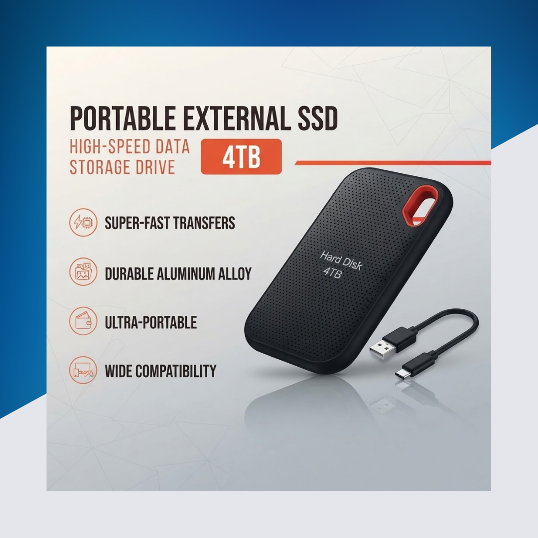 4TB External Hard Drive SSD USB 3.1 & USB-C Portable Solid State Drive