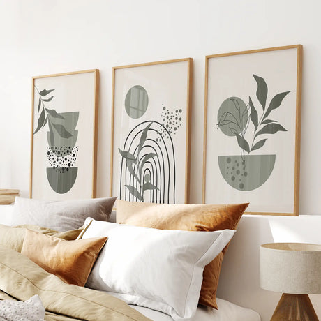 3-Piece-Boho-Wall-Art-Prints.-Green-Mid-Century-Abstract-Decor-Wall-Art-Set