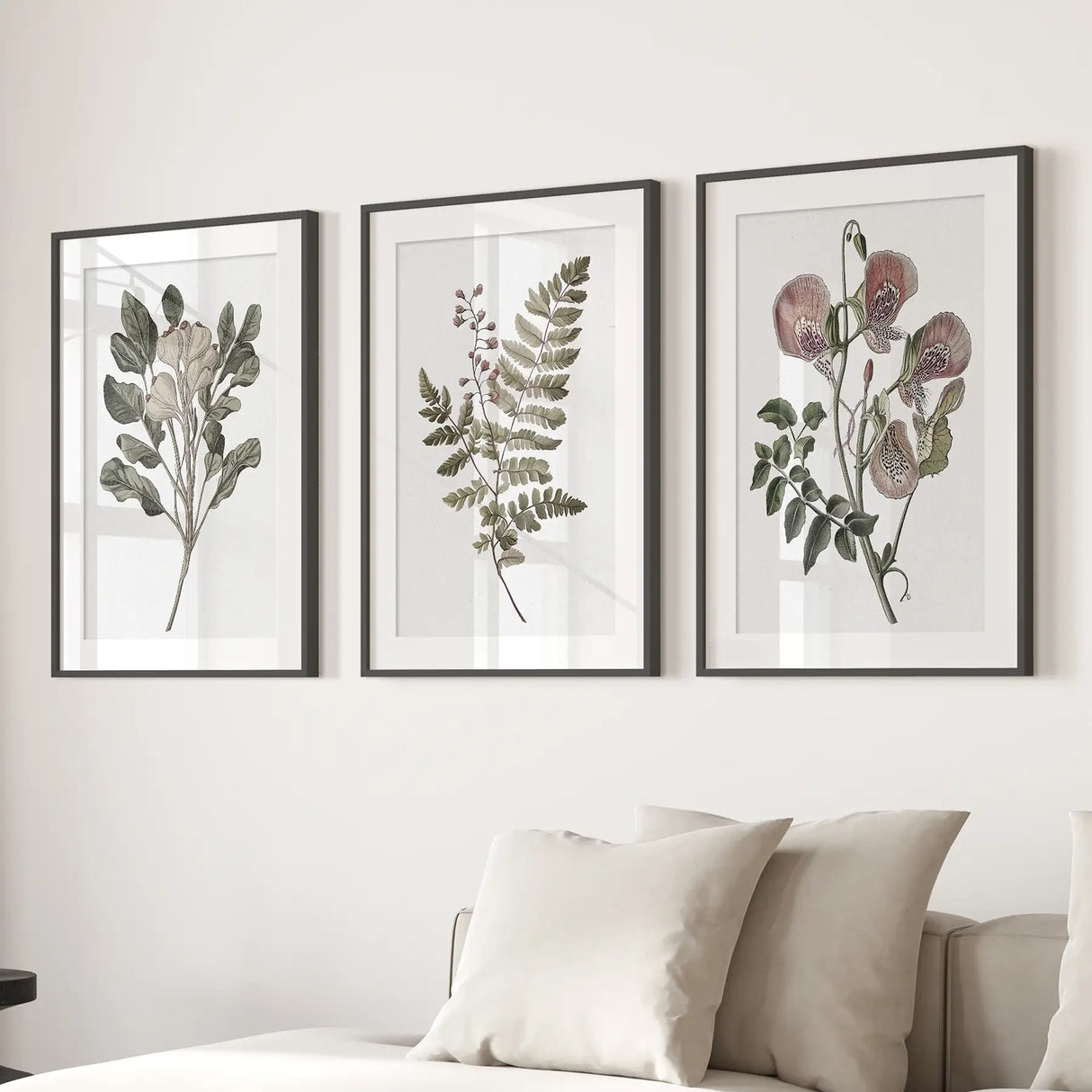 Floral Plant Vintage Decor. Botanical Neutral Art