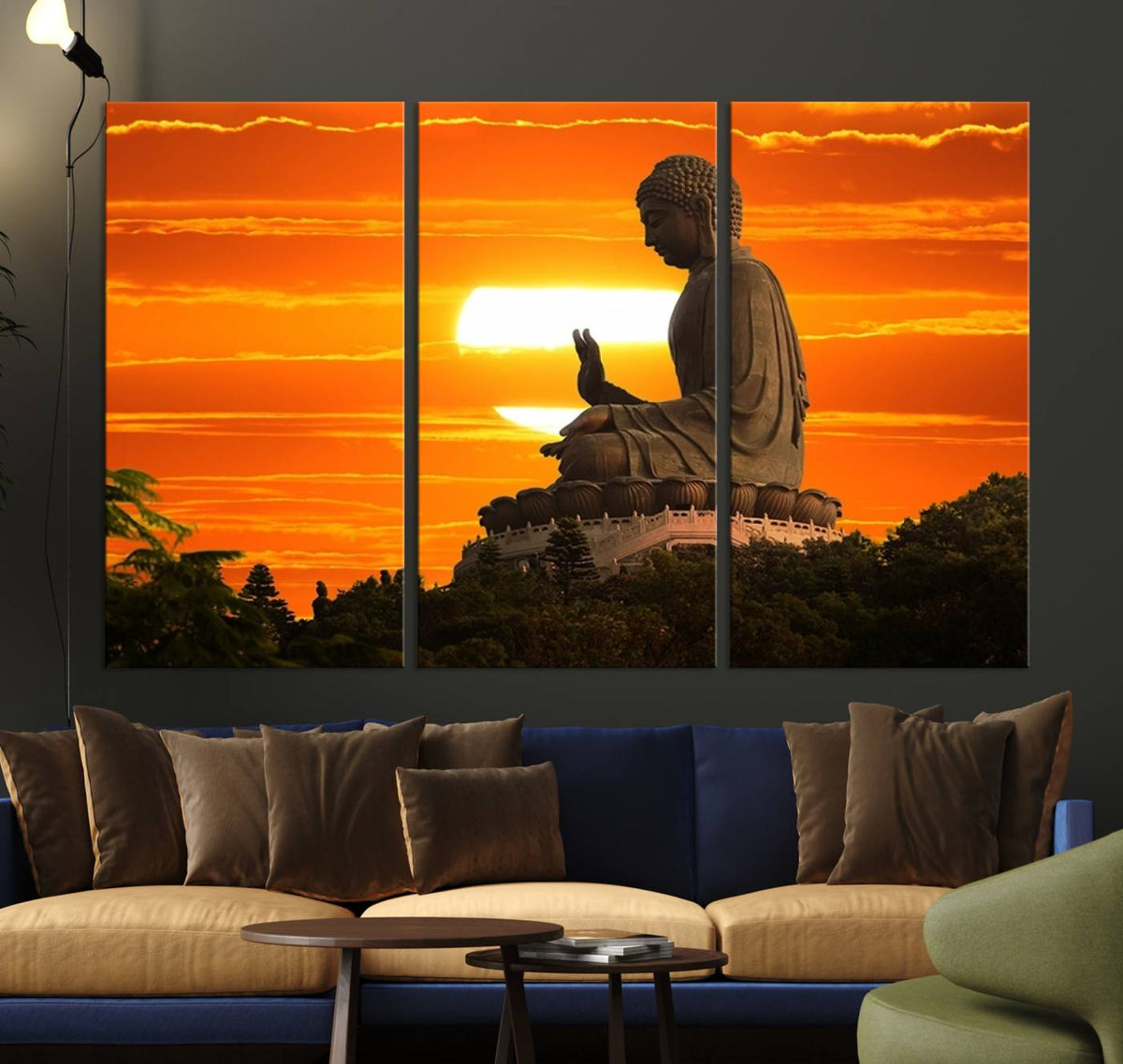 Buddha Statue at Sunset Canvas Print