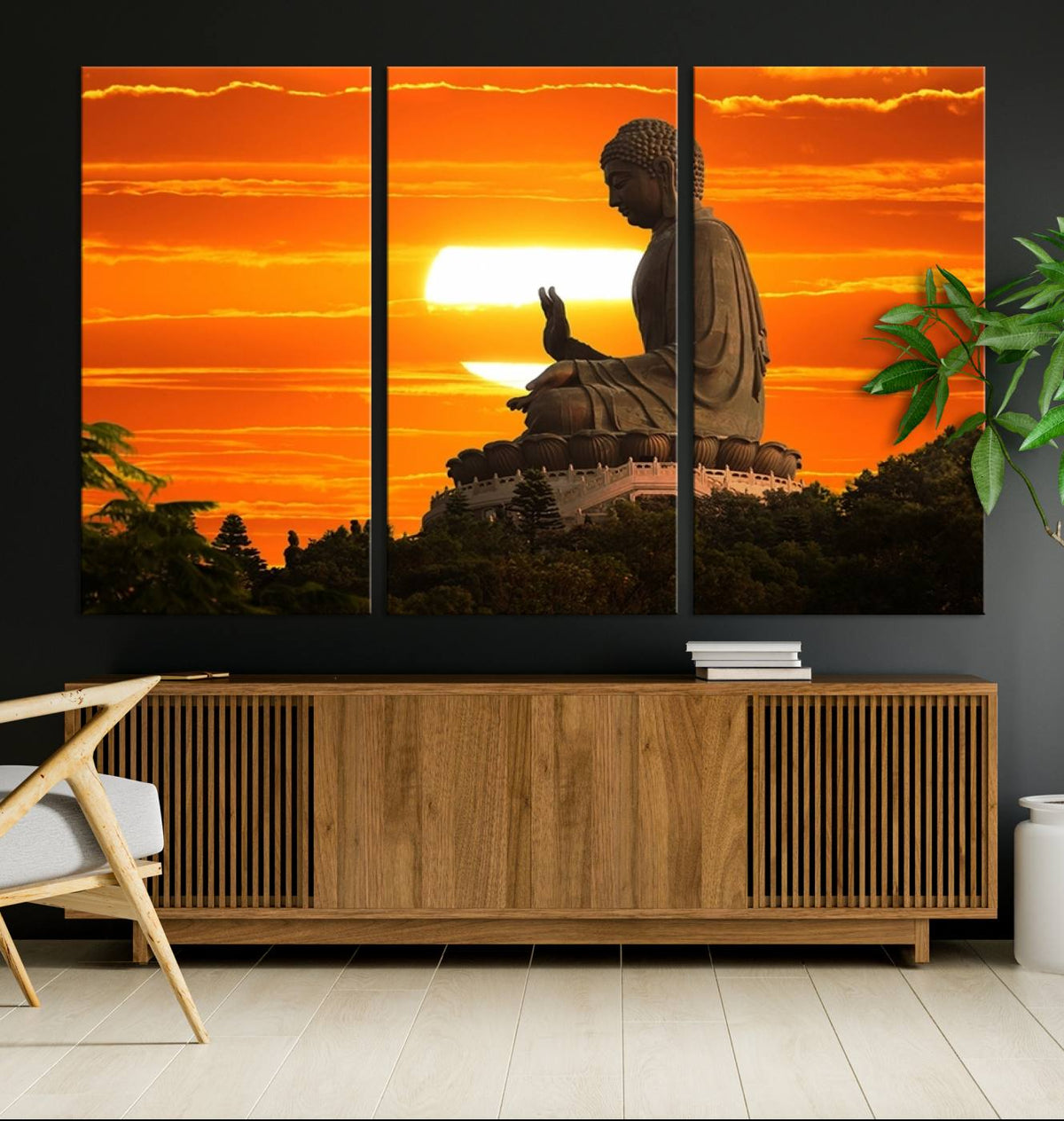 Buddha Statue at Sunset Canvas Print
